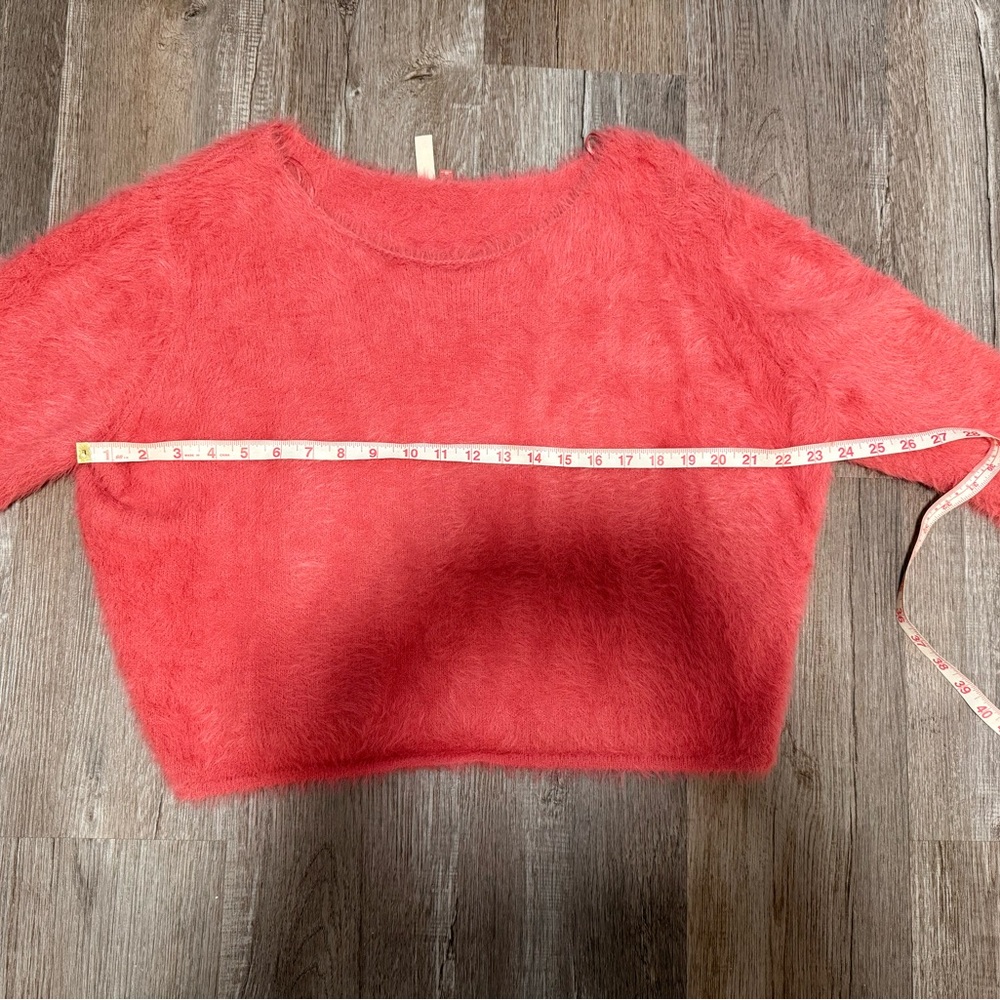 Pilcro Cropped Eyelash Sweater – Coral Pink – Size L - Picture 4 of 7